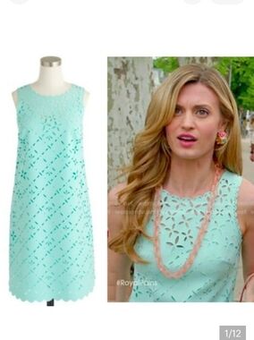 J. Crew Turquoise Blue Mint Laser Cut Shift Dress NWT 6